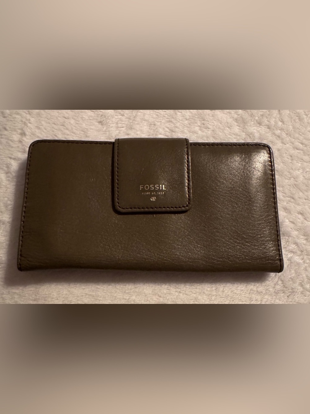 Vintage Fossil Leather Olive Green Wallet